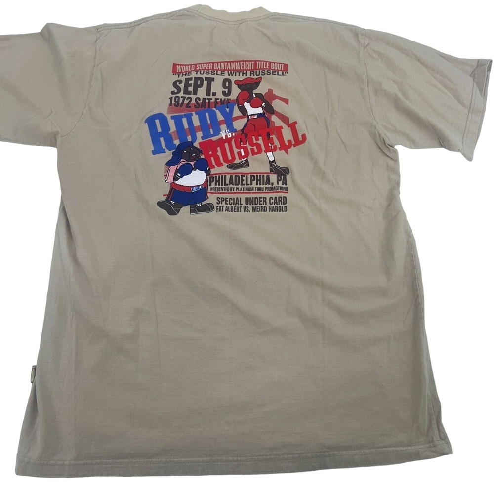 Platinum Fubu 1972 Rudy Vs Russell Tussle Tee Beige‎ Size XL 100% Cotton Unisex